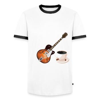 Rocking Music Heavy Metal Coffee Hard Rock Metal F - Men's Ringer Shirt - white/black - Front - AI Model Female 172 light (172cm) & AI Model Male 178 dark (178cm)