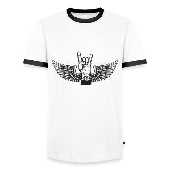 Heavy Metal Power Metal Fan Rocking Hard Rock Musi - Men's Ringer Shirt - white/black - Front - AI Model Female 172 light (172cm) & AI Model Male 178 dark (178cm)