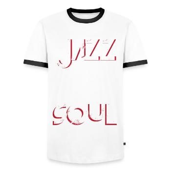 Jazz Soul Musiker Saxophon Musikorchester - Männer Kontrast-T-Shirt - Weiß/Schwarz - Vorne - AI Model Female 172 light (172cm) & AI Model Male 178 dark (178cm)