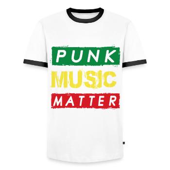 Punk Music Matter Punks Rocking Christmas - Men's Ringer Shirt - white/black - Front - AI Model Female 172 light (172cm) & AI Model Male 178 dark (178cm)