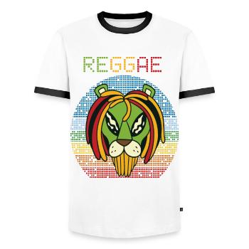 Rasta Alien Reggae Retro Jamaika Souvenir Rastafar - Männer Kontrast-T-Shirt - Weiß/Schwarz - Vorne - AI Model Female 172 light (172cm) & AI Model Male 178 dark (178cm)