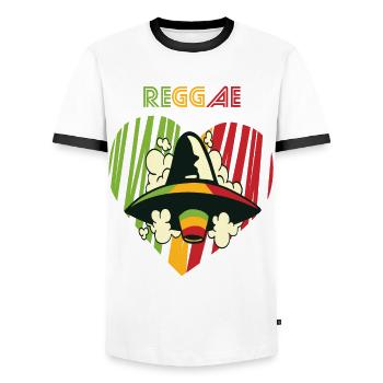 Good Vibes Only Reggae Alien Jamaika Souvenir Rast - Männer Kontrast-T-Shirt - Weiß/Schwarz - Vorne - AI Model Female 172 light (172cm) & AI Model Male 178 dark (178cm)