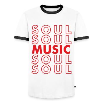 Soul Music for Your Soul Afro Soul Music Lovers - Men's Ringer Shirt - white/black - Front - AI Model Female 172 light (172cm) & AI Model Male 178 dark (178cm)