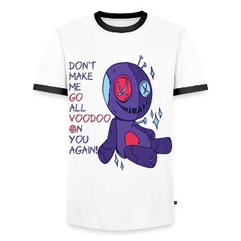 Voodoo to you! Creepy Halloween witchcraft - Men's Ringer Shirt - white/black - Front - AI Model Female 172 light (172cm) & AI Model Male 178 dark (178cm)