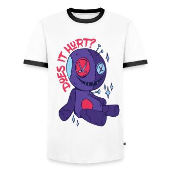 Le vaudou fait-il mal? Effrayant Halloween Witchcraft Pup - T-shirt contrasté Homme - blanc/noir - Devant - AI Model Female 172 light (172cm) & AI Model Male 178 dark (178cm)