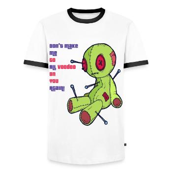 Voodoo auf dich! Hexerei Gruseliges Halloween Kost - Männer Kontrast-T-Shirt - Weiß/Schwarz - Vorne - AI Model Female 172 light (172cm) & AI Model Male 178 dark (178cm)