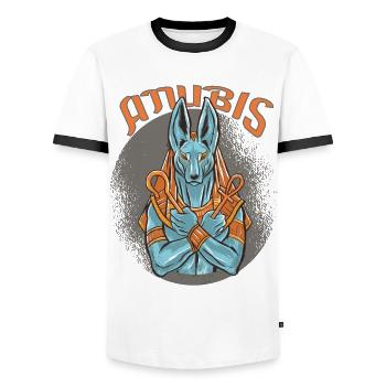 Gizeh Pyramiden Anubis Ägypten Andenken Ägyptologe - Männer Kontrast-T-Shirt - Weiß/Schwarz - Vorne - AI Model Female 172 light (172cm) & AI Model Male 178 dark (178cm)