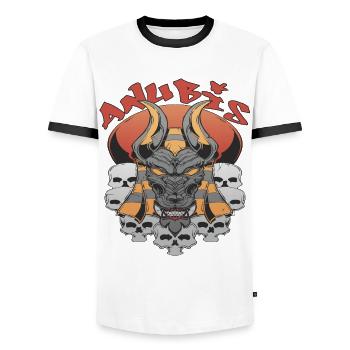 Anubis Egypt God of the Dead Egyptologist Pyramids Souv - Men's Ringer Shirt - white/black - Front - AI Model Female 172 light (172cm) & AI Model Male 178 dark (178cm)