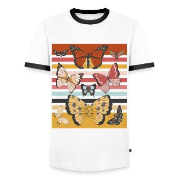Cute Butterfly Collection Butterflies - Men's Ringer Shirt - white/black - Front - AI Model Female 172 light (172cm) & AI Model Male 178 dark (178cm)