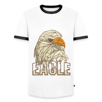 Eagle Nature Fauconnerie de montagne Oiseaux de proie Faucon autour des palombes - T-shirt contrasté Homme - blanc/noir - Devant - AI Model Female 172 light (172cm) & AI Model Male 178 dark (178cm)