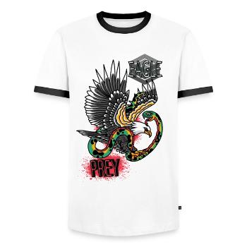 Falcon Sharp objects Falconry Eagle Goshawk Falk - Men's Ringer Shirt - white/black - Front - AI Model Female 172 light (172cm) & AI Model Male 178 dark (178cm)