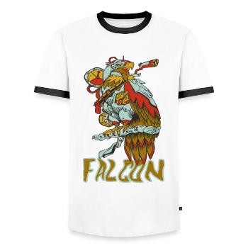 Eagle Nature Fauconnerie de montagne Oiseaux de proie Faucon autour des palombes - T-shirt contrasté Homme - blanc/noir - Devant - AI Model Female 172 light (172cm) & AI Model Male 178 dark (178cm)