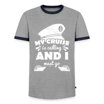 Capitaine bateau mer drôle de dicton - T-shirt contrasté Homme - gris/marine  - Devant - AI Model Female 172 light (172cm) & AI Model Male 178 light (178cm)