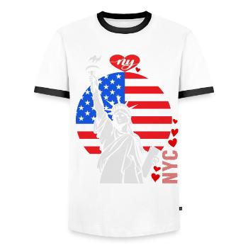 NY Souvenir New York City Manhattan États-Unis - T-shirt contrasté Homme - blanc/noir - Devant - AI Model Female 172 light (172cm) & AI Model Male 178 dark (178cm)