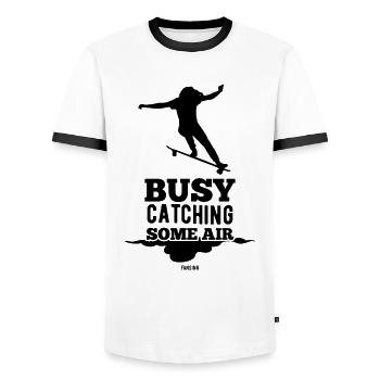 Girl Halfpipe Skateboard Woman - Men's Ringer Shirt - white/black - Front - AI Model Female 172 light (172cm) & AI Model Male 178 dark (178cm)
