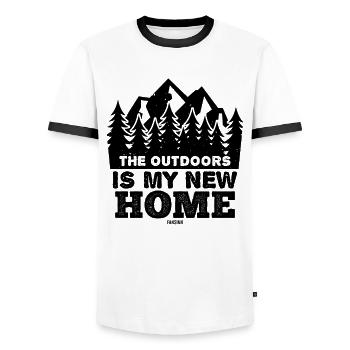 Nature Forest Fir tree Hiking - Men's Ringer Shirt - white/black - Front - AI Model Female 172 light (172cm) & AI Model Male 178 dark (178cm)