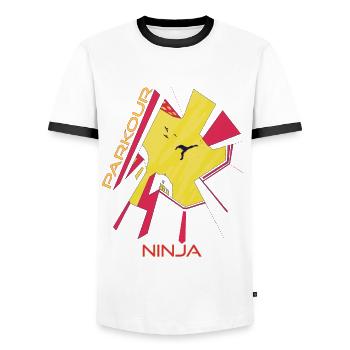Ninja Parkour Jumping Building Freestyle City Runn - Men's Ringer Shirt - white/black - Front - AI Model Female 172 light (172cm) & AI Model Male 178 dark (178cm)