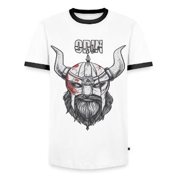 Wikinger Ragnar Odin Walhalla-Krieger Mythologie - Männer Kontrast-T-Shirt - Weiß/Schwarz - Vorne - AI Model Female 172 light (172cm) & AI Model Male 178 dark (178cm)