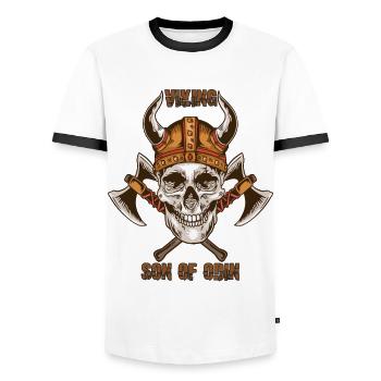 Wikinger Schädel Axt Walhalla Warriors Mythologie - Männer Kontrast-T-Shirt - Weiß/Schwarz - Vorne - AI Model Female 172 light (172cm) & AI Model Male 178 dark (178cm)