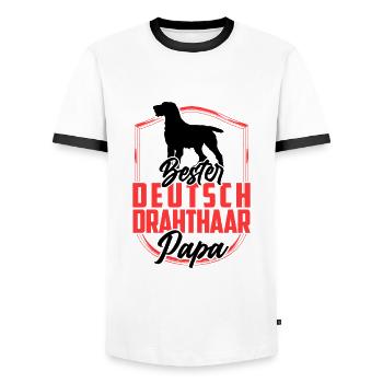 Deutsch Drahthaar Papa Deutsch Drahthaar - Männer Kontrast-T-Shirt - Weiß/Schwarz - Vorne - AI Model Female 172 light (172cm) & AI Model Male 178 dark (178cm)