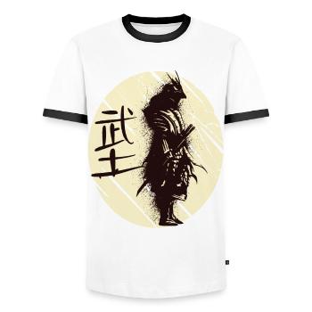 Art japonais Samouraï Guerrier japonais Kata - T-shirt contrasté Homme - blanc/noir - Devant - AI Model Female 172 light (172cm) & AI Model Male 178 dark (178cm)