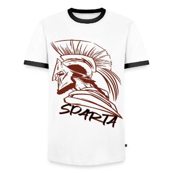 Sparta Glory Casque Spartiate Gladiateur Grec Ancien - T-shirt contrasté Homme - blanc/noir - Devant - AI Model Female 172 light (172cm) & AI Model Male 178 dark (178cm)