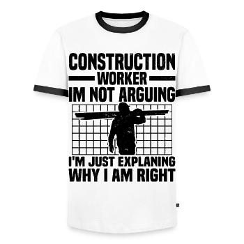 Chantier - T-shirt contrasté Homme - blanc/noir - Devant - AI Model Female 172 light (172cm) & AI Model Male 178 dark (178cm)