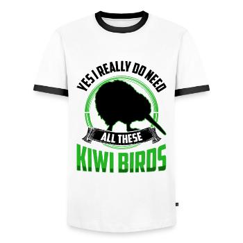 Brauche diese Kiwi Vögel Neuseeland Kiwi Vogel - Männer Kontrast-T-Shirt - Weiß/Schwarz - Vorne - AI Model Female 172 light (172cm) & AI Model Male 178 dark (178cm)