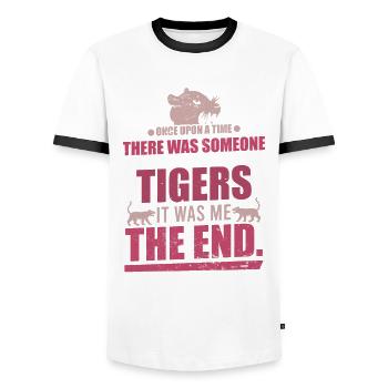 Drôle de dicton pour les amis tigres - T-shirt contrasté Homme - blanc/noir - Devant - AI Model Female 172 light (172cm) & AI Model Male 178 dark (178cm)