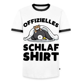 Offizielles Schlafshirt Schlafen Pinguin - Männer Kontrast-T-Shirt - Weiß/Schwarz - Vorne - AI Model Female 172 light (172cm) & AI Model Male 178 dark (178cm)