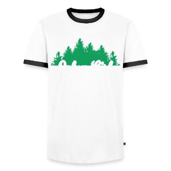 Wald Abenteuer Berge Bäume Naturschutz - Männer Kontrast-T-Shirt - Weiß/Schwarz - Vorne - AI Model Female 172 light (172cm) & AI Model Male 178 dark (178cm)