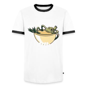 Just A Frog Chilling In A Mug - Männer Kontrast-T-Shirt - Weiß/Schwarz - Vorne - AI Model Female 172 light (172cm) & AI Model Male 178 dark (178cm)