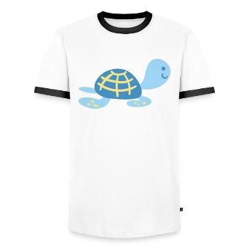 Turtle - Men's Ringer Shirt - white/black - Front - AI Model Female 172 light (172cm) & AI Model Male 178 dark (178cm)