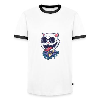 I Don't Need Therapy I Have A Cat - Men's Ringer Shirt - white/black - Front - AI Model Female 172 light (172cm) & AI Model Male 178 dark (178cm)