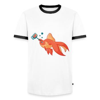 Combattre les poissons aquatiques de l’aquarium de mer - T-shirt contrasté Homme - blanc/noir - Devant - AI Model Female 172 light (172cm) & AI Model Male 178 dark (178cm)