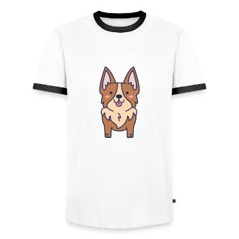 cute corgi pet dog - Men's Ringer Shirt - white/black - Front - AI Model Female 172 light (172cm) & AI Model Male 178 dark (178cm)