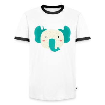 Éléphant pour enfants - T-shirt contrasté Homme - blanc/noir - Devant - AI Model Female 172 light (172cm) & AI Model Male 178 dark (178cm)