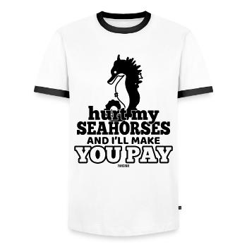 Seahorse marine life cute ocean - Men's Ringer Shirt - white/black - Front - AI Model Female 172 light (172cm) & AI Model Male 178 dark (178cm)