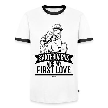 Skating Frau Extremsport Hiphop - Männer Kontrast-T-Shirt - Weiß/Schwarz - Vorne - AI Model Female 172 light (172cm) & AI Model Male 178 dark (178cm)