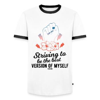 starke Frau - Männer Kontrast-T-Shirt - Weiß/Schwarz - Vorne - AI Model Female 172 light (172cm) & AI Model Male 178 dark (178cm)