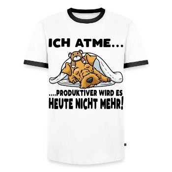 Welsh Terrier Hund Mit Kuscheltier Schlafen - Männer Kontrast-T-Shirt - Weiß/Schwarz - Vorne - AI Model Female 172 light (172cm) & AI Model Male 178 dark (178cm)