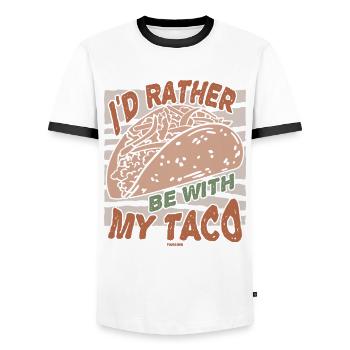 I'd Rather Be With My Taco - Men's Ringer Shirt - white/black - Front - AI Model Female 172 light (172cm) & AI Model Male 178 dark (178cm)