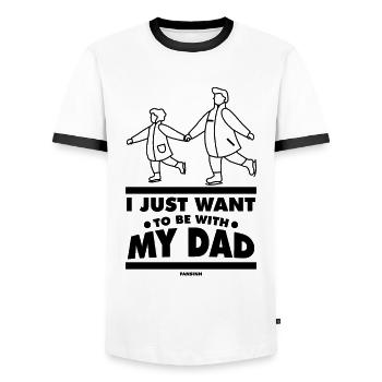 Father and daughter - Men's Ringer Shirt - white/black - Front - AI Model Female 172 light (172cm) & AI Model Male 178 dark (178cm)