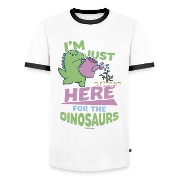 I'm Just Here For The Dinosaurs - Men's Ringer Shirt - white/black - Front - AI Model Female 172 light (172cm) & AI Model Male 178 dark (178cm)