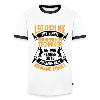 Vermessungstechniker kennen Orte Vermesser - Männer Kontrast-T-Shirt - Weiß/Schwarz - Vorne - AI Model Female 172 light (172cm) & AI Model Male 178 dark (178cm)