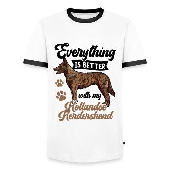 Alles ist besser mit Hollandse Herdershond - Männer Kontrast-T-Shirt - Weiß/Schwarz - Vorne - AI Model Female 172 light (172cm) & AI Model Male 178 dark (178cm)