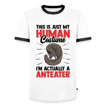 Anteater just a costume Dwarf Anteater - Men's Ringer Shirt - white/black - Front - AI Model Female 172 light (172cm) & AI Model Male 178 dark (178cm)