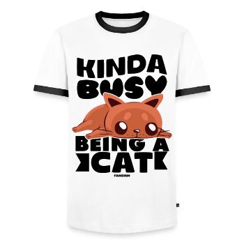 Kinda Busy Being A Cat - Männer Kontrast-T-Shirt - Weiß/Schwarz - Vorne - AI Model Female 172 light (172cm) & AI Model Male 178 dark (178cm)