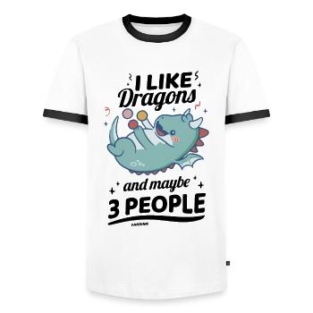 I Like Dragons And Maybe 3 People - Men's Ringer Shirt - white/black - Front - AI Model Female 172 light (172cm) & AI Model Male 178 dark (178cm)