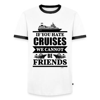 Friends Cruise Ship Gift Idea - Men's Ringer Shirt - white/black - Front - AI Model Female 172 light (172cm) & AI Model Male 178 dark (178cm)